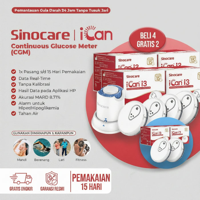 Sinocare iCan i3 CGM 15 Days Continuous Blood Glucose Monitor Automatical Measuring via iCan CGM App(Full Kit)