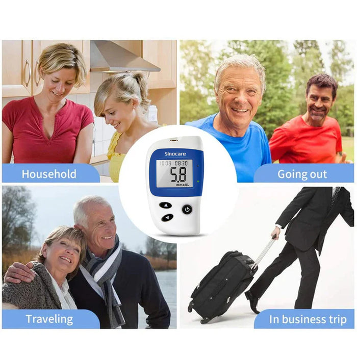 Sinocare Safe Accu 2 Blood Sugar Monitor with Advanced Technology, 200 Memory to Know Value Changes