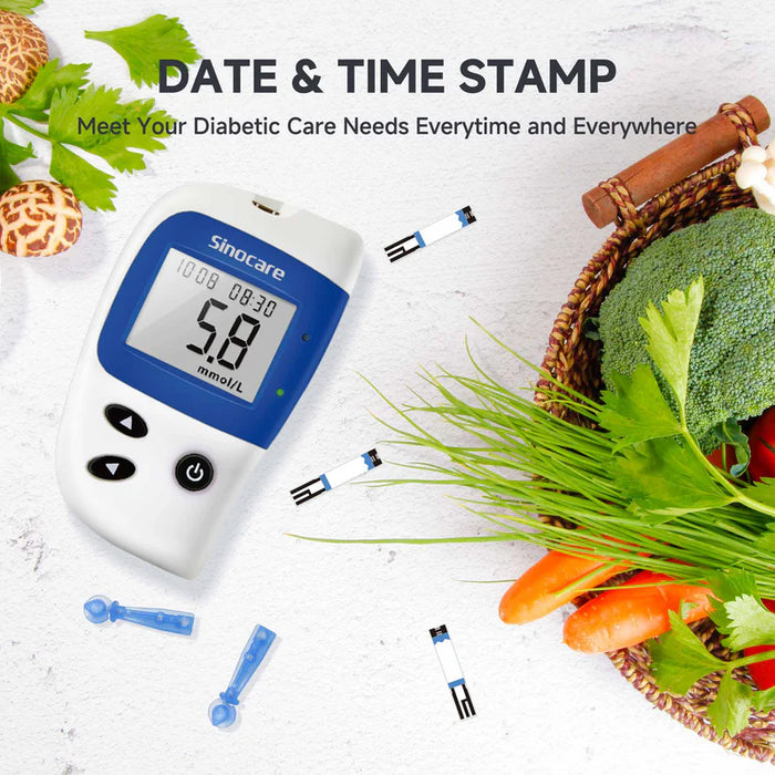 Sinocare Safe Accu 2 Blood Sugar Monitor with Advanced Technology, 200 Memory to Know Value Changes