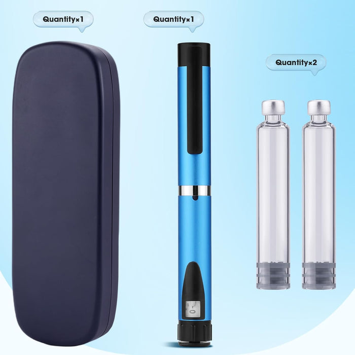 60 Unit Reusable Research Pen Injector with Protect Case and 2Pcs 3ml Cartridges (Blue)