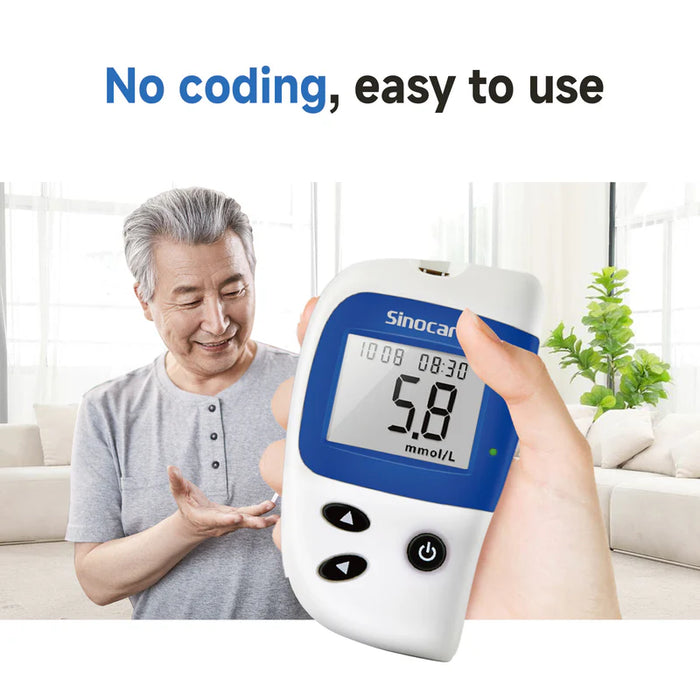Sinocare Safe Accu 2 Blood Sugar Monitor with Advanced Technology, 200 Memory to Know Value Changes