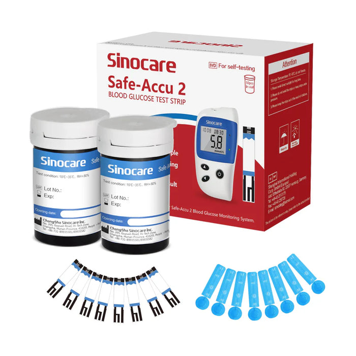 Sinocare Safe Accu 2 Blood Sugar Monitor with Advanced Technology, 200 Memory to Know Value Changes